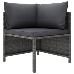 Salon de jardin 6 pcs avec coussins Résine tressée Gris 