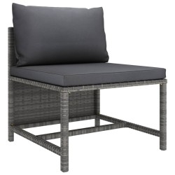 Salon de jardin 6 pcs avec coussins Résine tressée Gris 