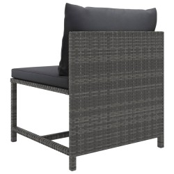 Salon de jardin 6 pcs avec coussins Résine tressée Gris 