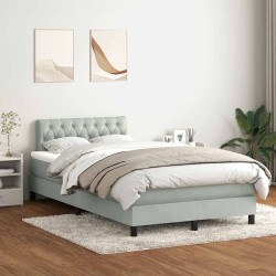 Sommier à lattes de lit et matelas gris clair 120x210cm velours 
