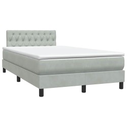 Sommier à lattes de lit et matelas gris clair 120x210cm velours 