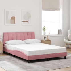 Lit avec matelas rose 140x190 cm velours 