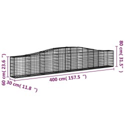 Paniers à gabions arqués 4 pcs 400x30x60/80 cm Fer galvanisé 