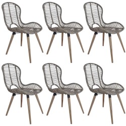 Chaises à manger lot de 6 marron rotin naturel 