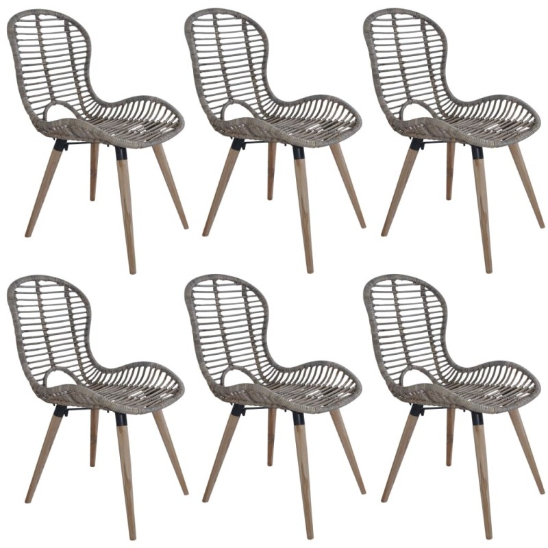 Chaises à manger lot de 6 marron rotin naturel Chaises à manger lot de 6 marron rotin naturel