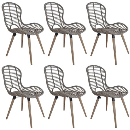 Chaises à manger lot de 6 marron rotin naturel 