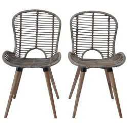 Chaises à manger lot de 6 marron rotin naturel 