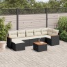 Salon de jardin 8 pcs avec coussins noir résine tressée 