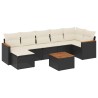 Salon de jardin 8 pcs avec coussins noir résine tressée 