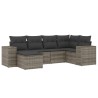 Salon de jardin 6 pcs avec coussins gris résine tressée 