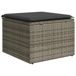 Salon de jardin 6 pcs avec coussins gris résine tressée 
