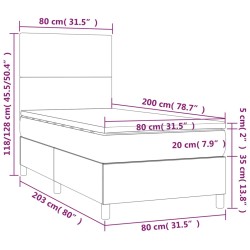 Sommier à lattes de lit avec matelas Gris foncé 80x200 cm Tissu 