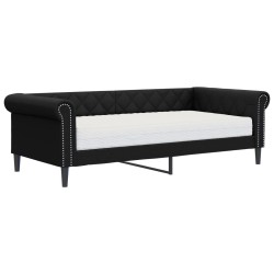 Lit de jour avec matelas noir 90x200 cm similicuir 