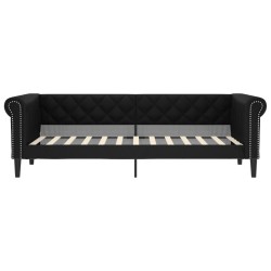 Lit de jour avec matelas noir 90x200 cm similicuir 