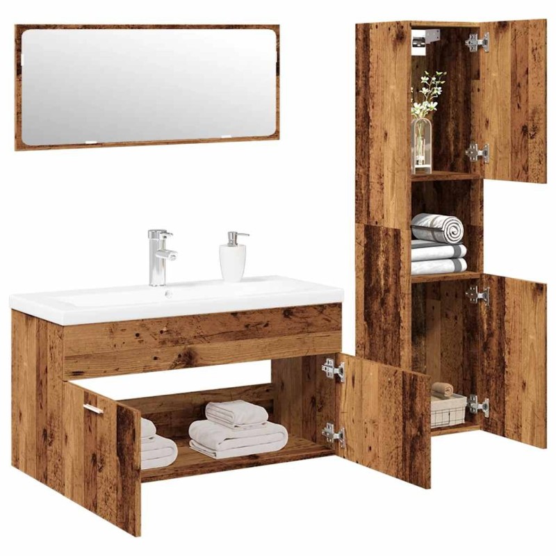 Ensemble de meubles salle de bain 4 pcs bois d'ingénierie 