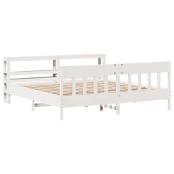 Cadre de lit sans matelas blanc 180x200 cm bois massif de pin 
