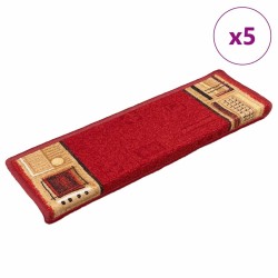 Tapis d'escalier autoadhésifs 5 pcs 65x21x4 cm Rouge 