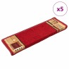 Tapis d'escalier autoadhésifs 5 pcs 65x21x4 cm Rouge 