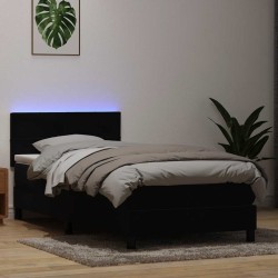 Sommier à lattes de lit avec matelas noir 100x210 cm velours 