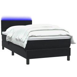 Sommier à lattes de lit avec matelas noir 100x210 cm velours 