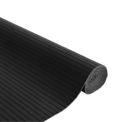 Tapis rectangulaire noir 80x300 cm bambou 