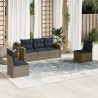 Salon de jardin 5 pcs avec coussins gris résine tressée 