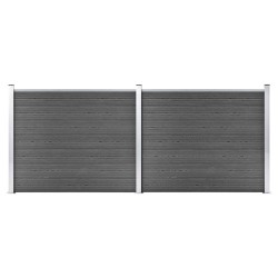 Ensemble de panneau de clôture WPC 353x146 cm Noir   