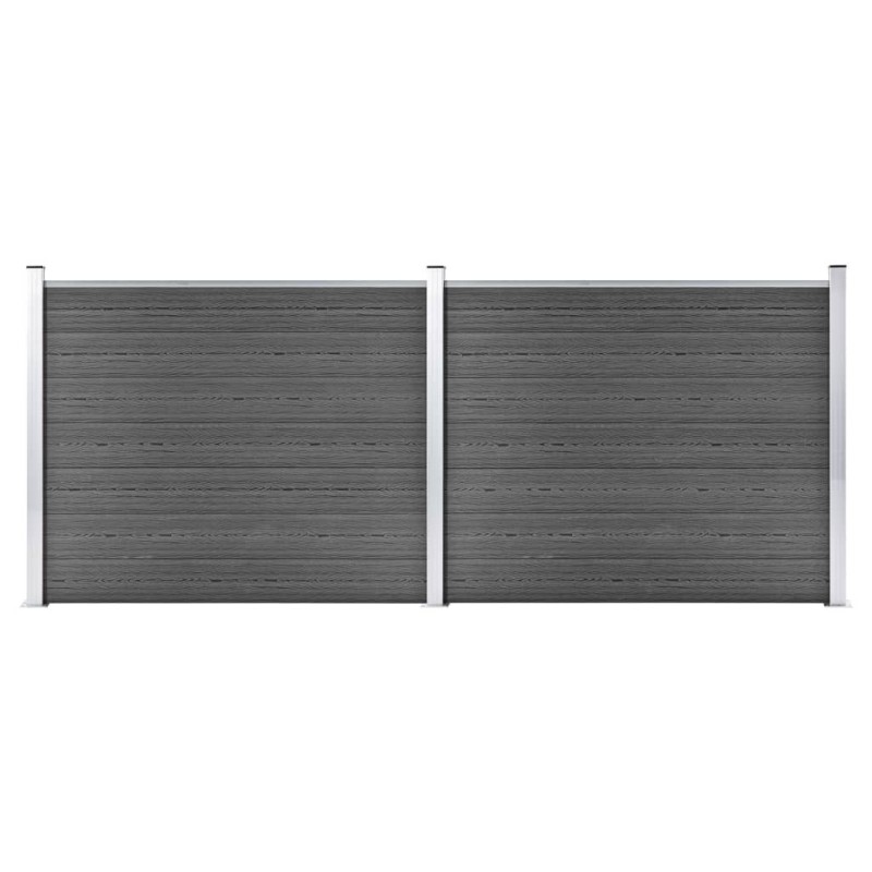 Ensemble de panneau de clôture WPC 353x146 cm Noir   