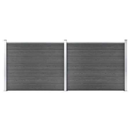 Ensemble de panneau de clôture WPC 353x146 cm Noir   