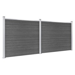 Ensemble de panneau de clôture WPC 353x146 cm Noir   