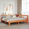 Lit bibliothèque sans matelas cire marron 180x200 cm pin massif 
