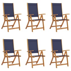 Chaises pliables de jardin lot de 6 bois d'acacia et textilène 