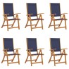 Chaises pliables de jardin lot de 6 bois d'acacia et textilène 