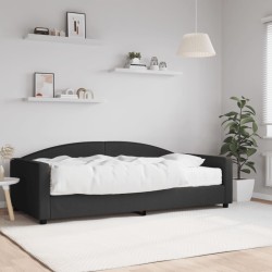 Lit de jour avec matelas noir 100x200 cm tissu 