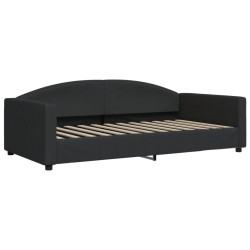 Lit de jour avec matelas noir 100x200 cm tissu 