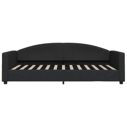 Lit de jour avec matelas noir 100x200 cm tissu 
