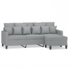 Canapé à 3 places avec repose-pieds Gris clair 180 cm Tissu 