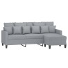 Canapé à 3 places avec repose-pieds Gris clair 180 cm Tissu 