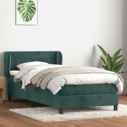 Sommier à lattes de lit et matelas vert foncé 90x210 cm velours 