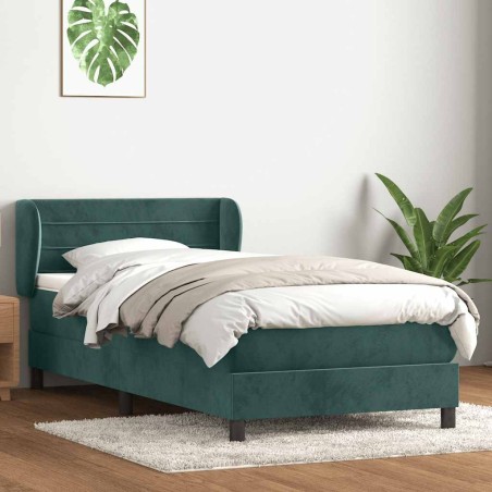 Sommier à lattes de lit et matelas vert foncé 90x210 cm velours 