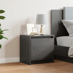 Table de chevet Gris 40x30,5x40 cm Bois de pin massif 