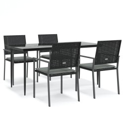 Ensemble à manger de jardin 5 pcs coussins résine tressée acier 