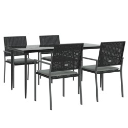 Ensemble à manger de jardin 5 pcs coussins résine tressée acier 