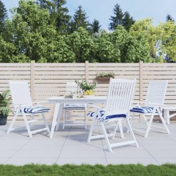 Coussins de chaise lot de 4 rayures bleues blanches 40x40x7 cm 