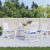 Coussins de chaise lot de 4 rayures bleues blanches 40x40x7 cm 