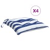 Coussins de chaise lot de 4 rayures bleues blanches 40x40x7 cm 
