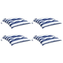 Coussins de chaise lot de 4 rayures bleues blanches 40x40x7 cm 