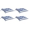 Coussins de chaise lot de 4 rayures bleues blanches 40x40x7 cm 