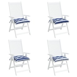Coussins de chaise lot de 4 rayures bleues blanches 40x40x7 cm 