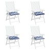 Coussins de chaise lot de 4 rayures bleues blanches 40x40x7 cm 